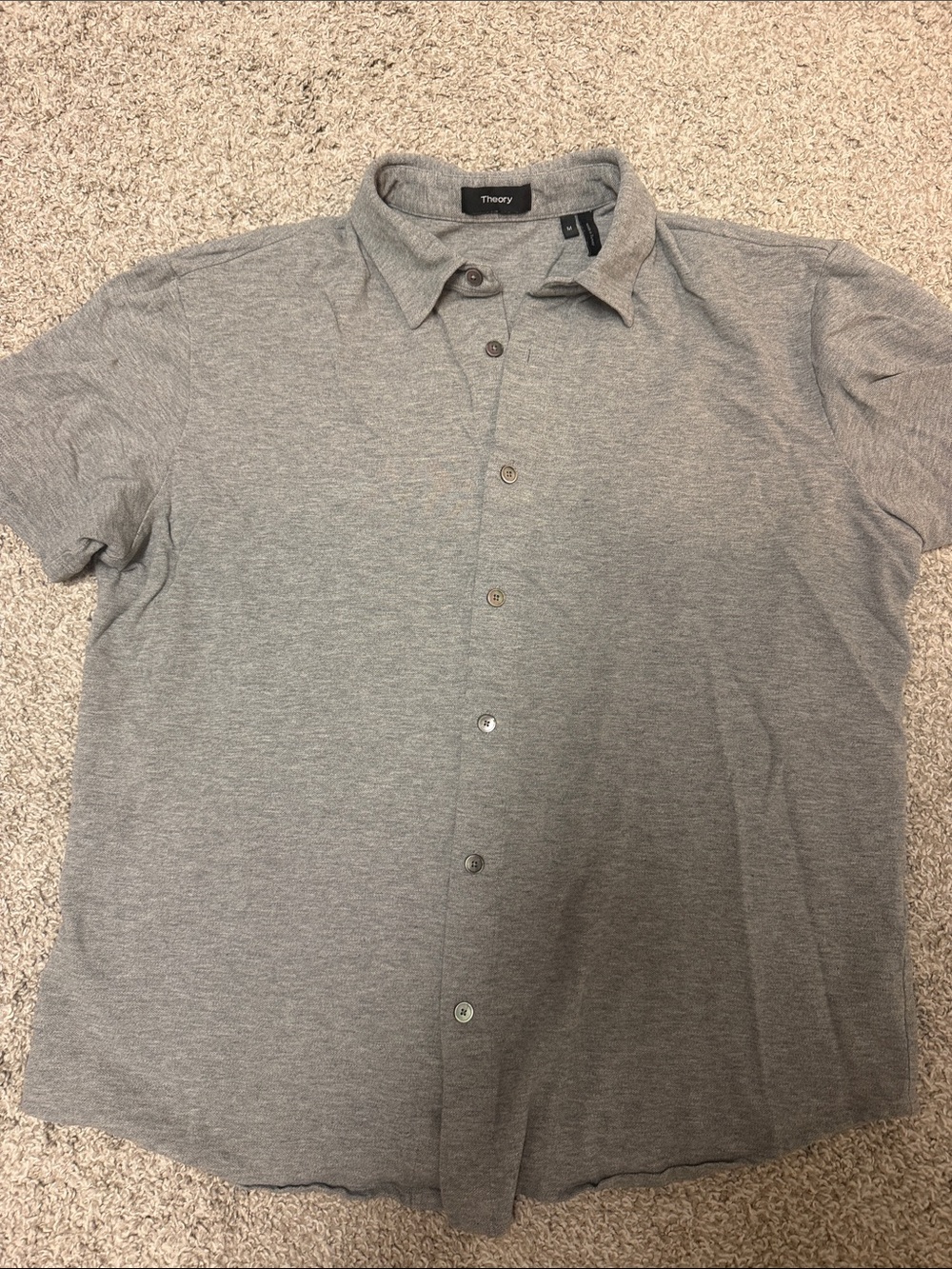 Theory Men's Light Gray Short-Sleeve Button-Down Shirt